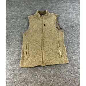 Eddie Bauer Vest Mens Small Tan Fleece Full Zip Sweater Vest Outdoor Hiking Casu